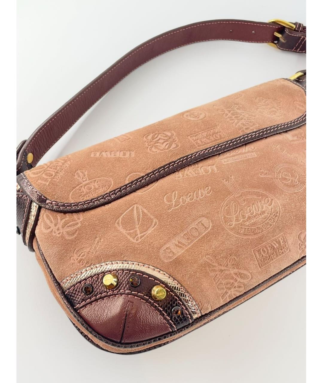 LOEWE Коралловая замшевая сумка с короткими ручками, фото 3