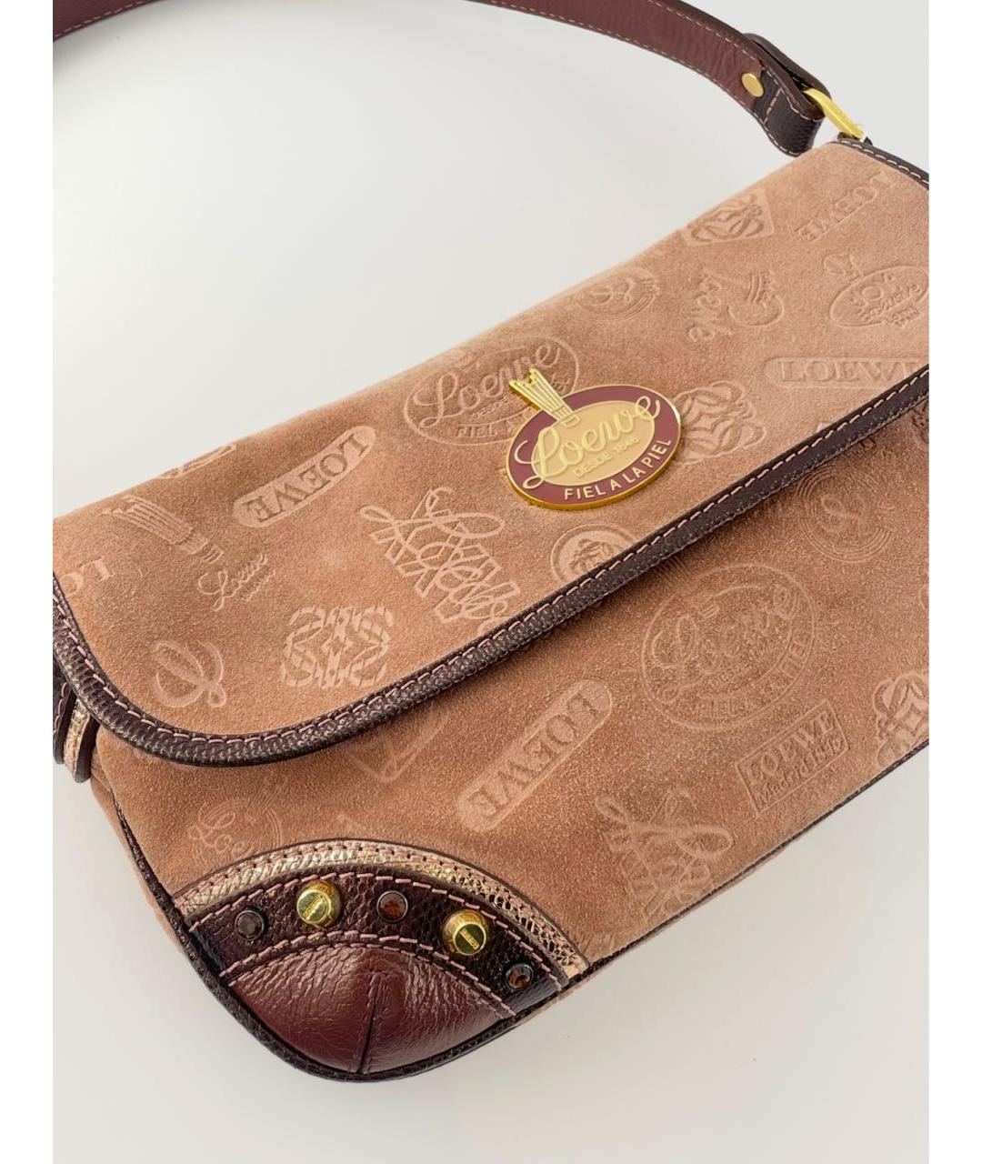 LOEWE Коралловая замшевая сумка с короткими ручками, фото 4