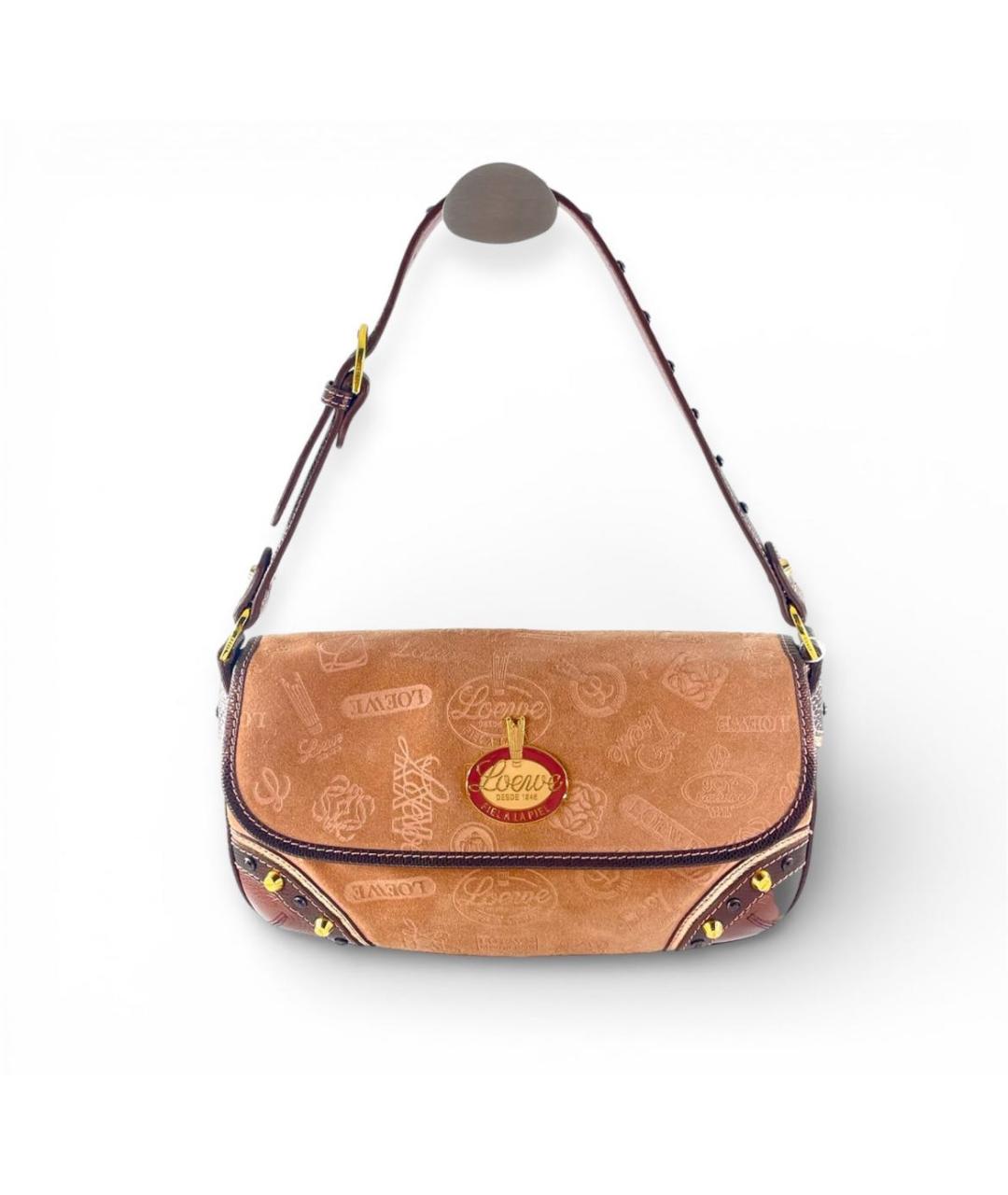 LOEWE Коралловая замшевая сумка с короткими ручками, фото 8