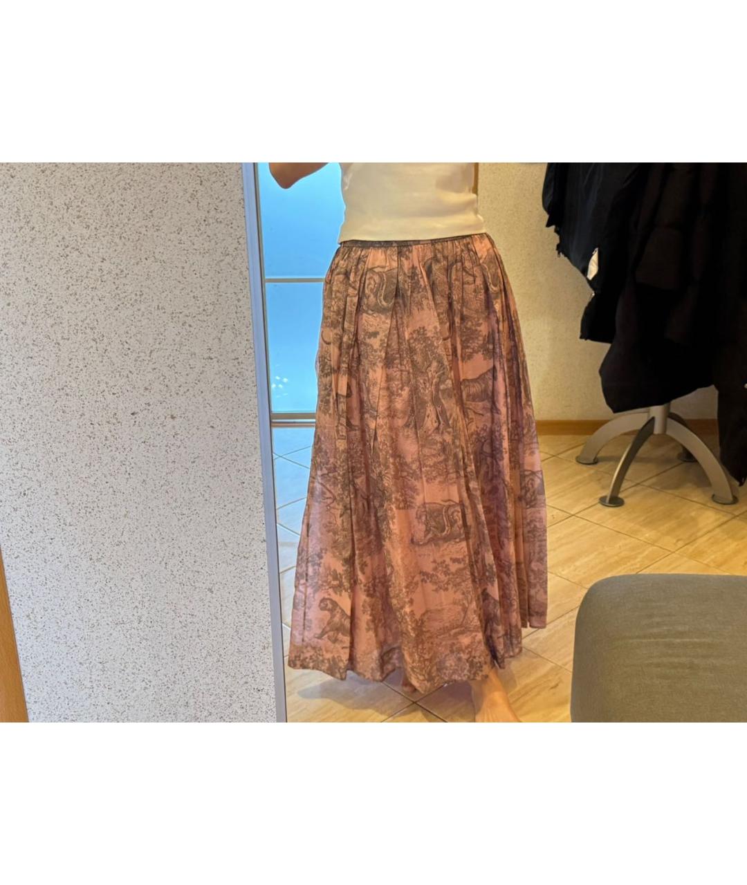 CHRISTIAN DIOR Розовая шелковая юбка макси, фото 2
