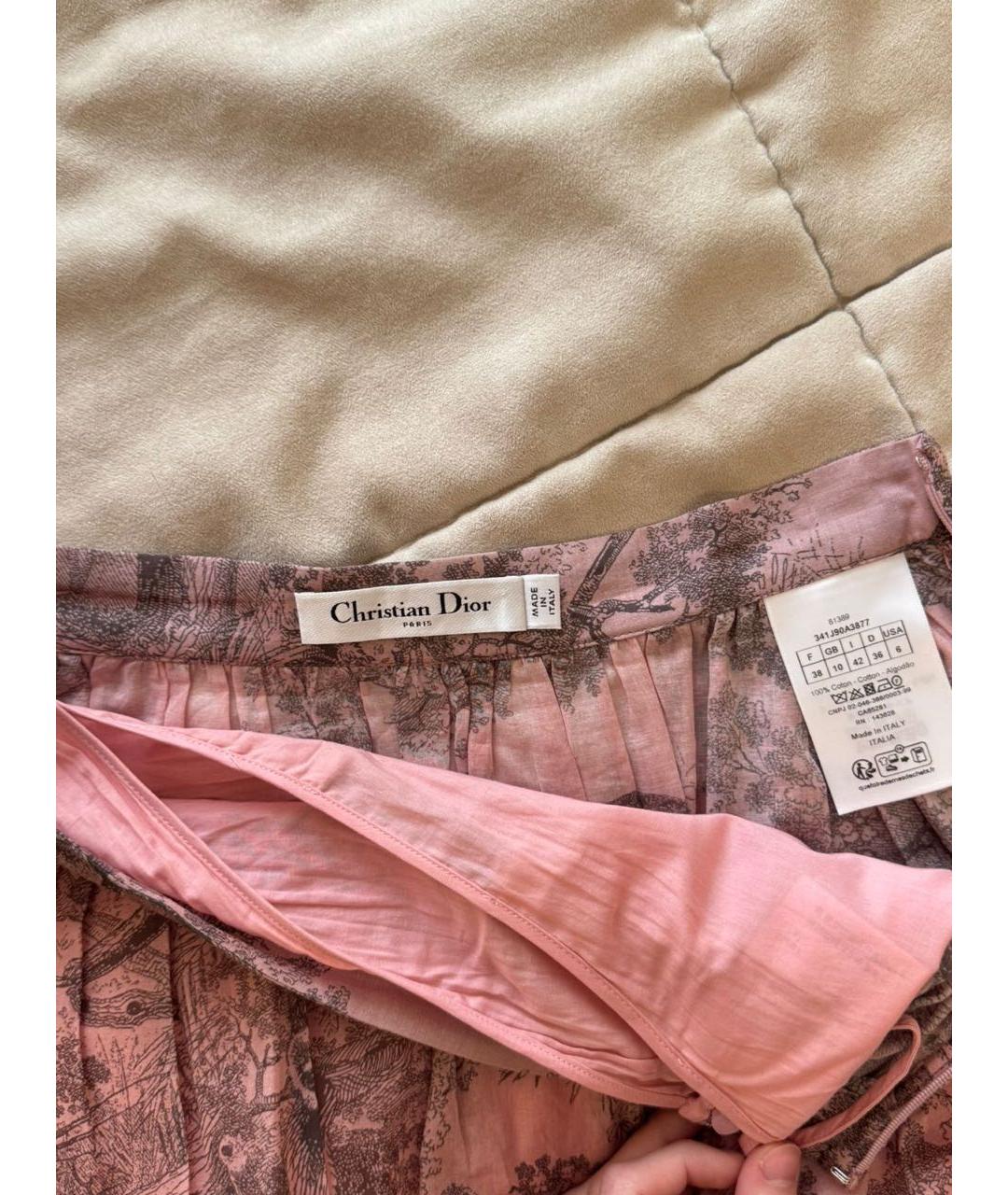 CHRISTIAN DIOR Розовая шелковая юбка макси, фото 3