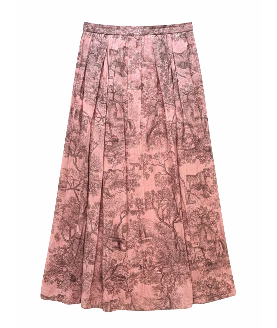 CHRISTIAN DIOR Розовая шелковая юбка макси, фото 1