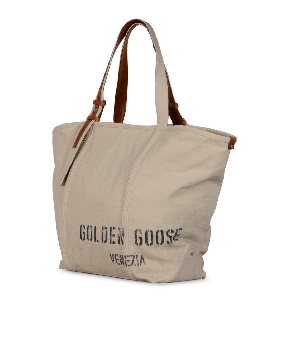 GOLDEN GOOSE DELUXE BRAND Бежевая хлопковая сумка тоут, фото 2
