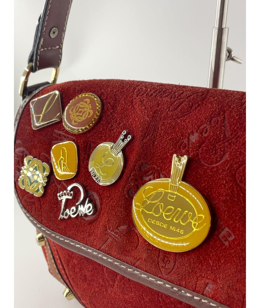 LOEWE Красная замшевая сумка через плечо, фото 2