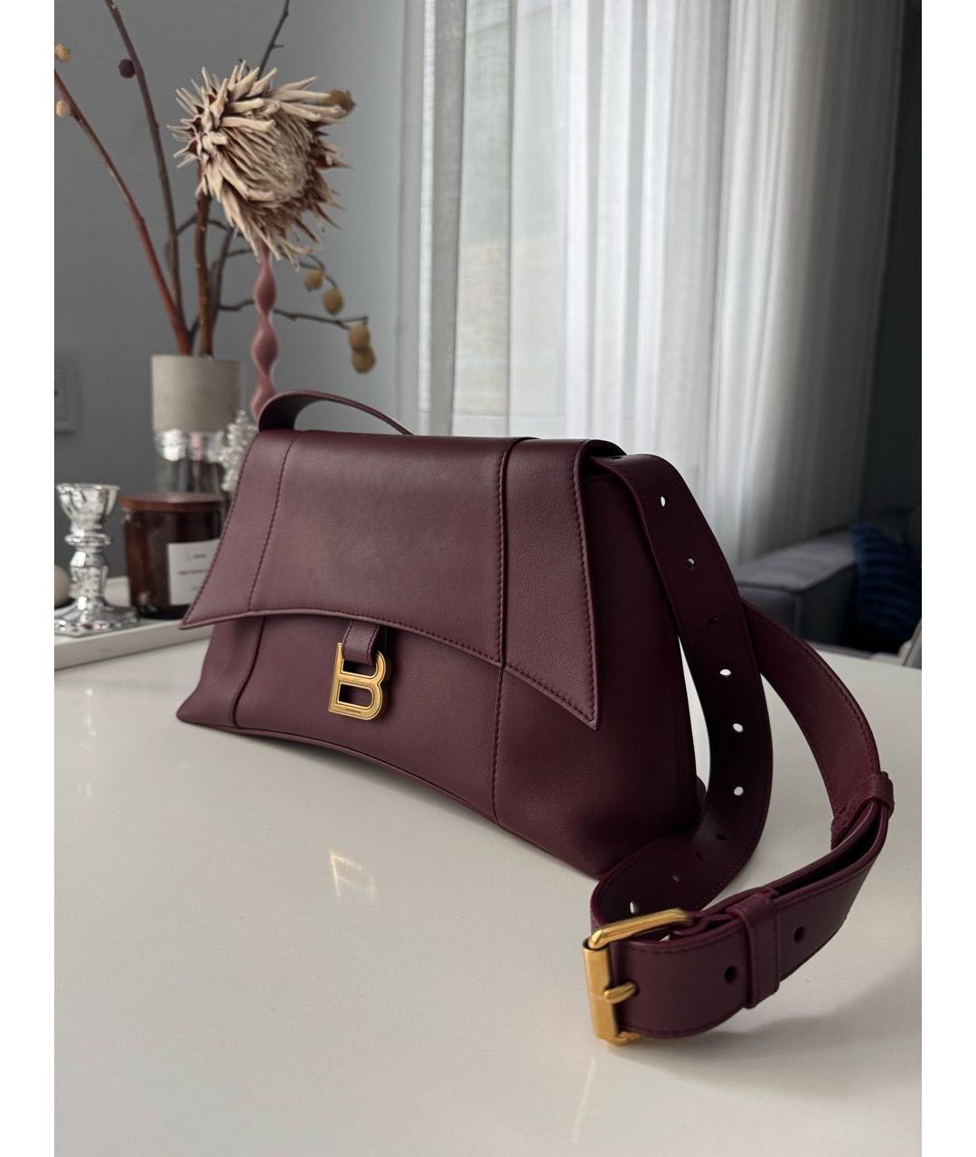 BALENCIAGA Бордовая кожаная сумка через плечо, фото 2