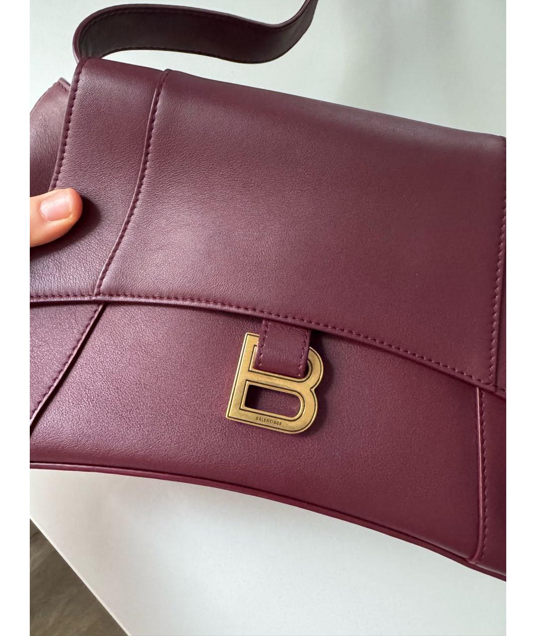BALENCIAGA Бордовая кожаная сумка через плечо, фото 6