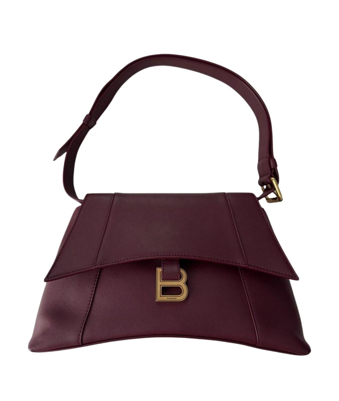 BALENCIAGA Бордовая кожаная сумка через плечо, фото 1