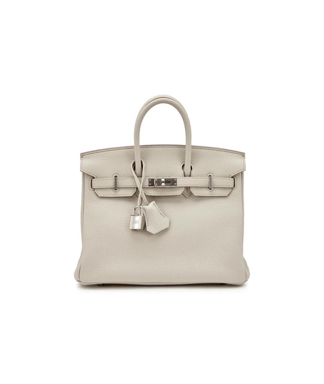 HERMES Белая кожаная сумка с короткими ручками, фото 1
