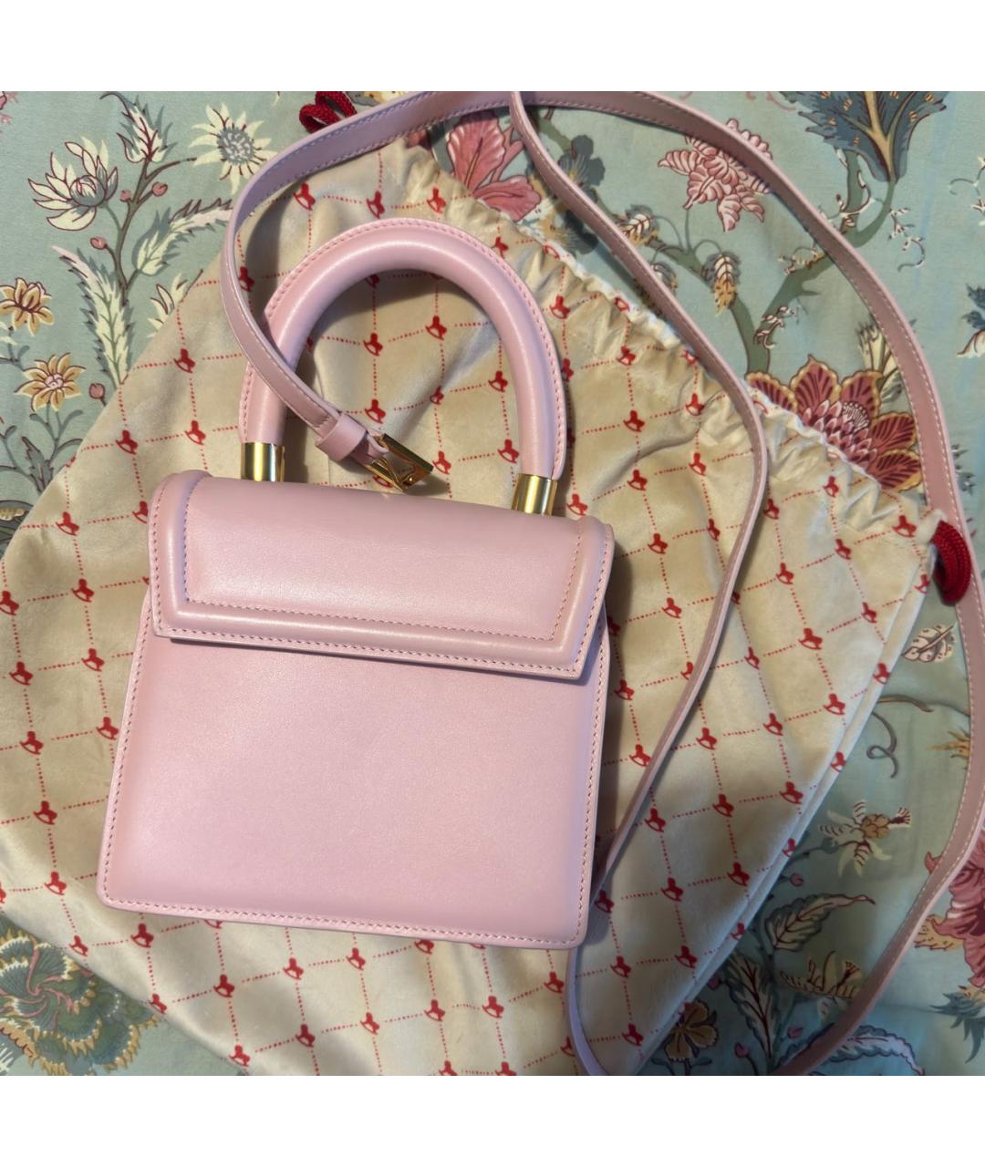 ULYANA SERGEENKO Розовая кожаная сумка через плечо, фото 3