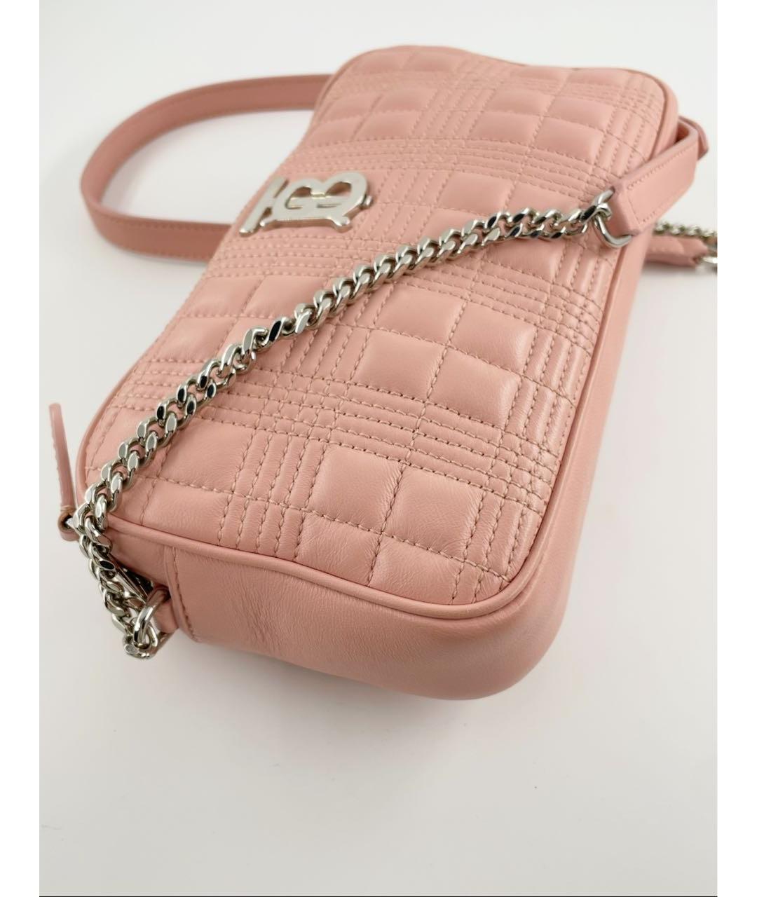 BURBERRY Розовая кожаная сумка через плечо, фото 7