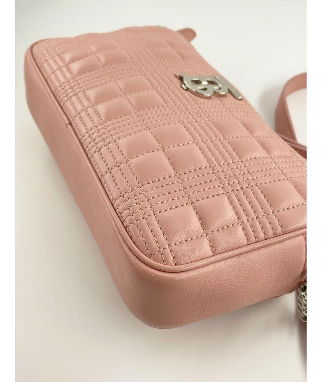 BURBERRY Розовая кожаная сумка через плечо, фото 8