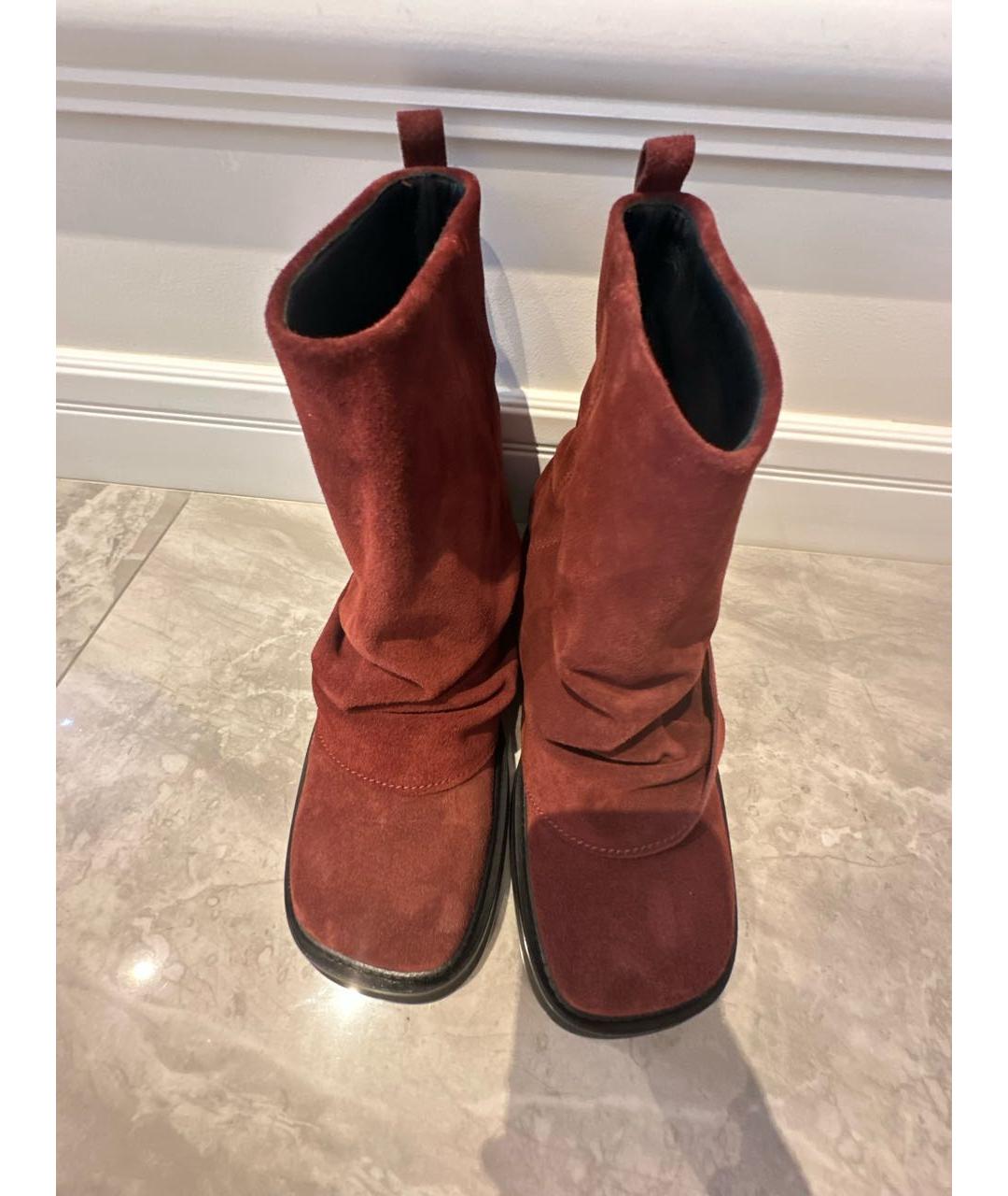 THE ATTICO Бордовые замшевые полусапоги, фото 6