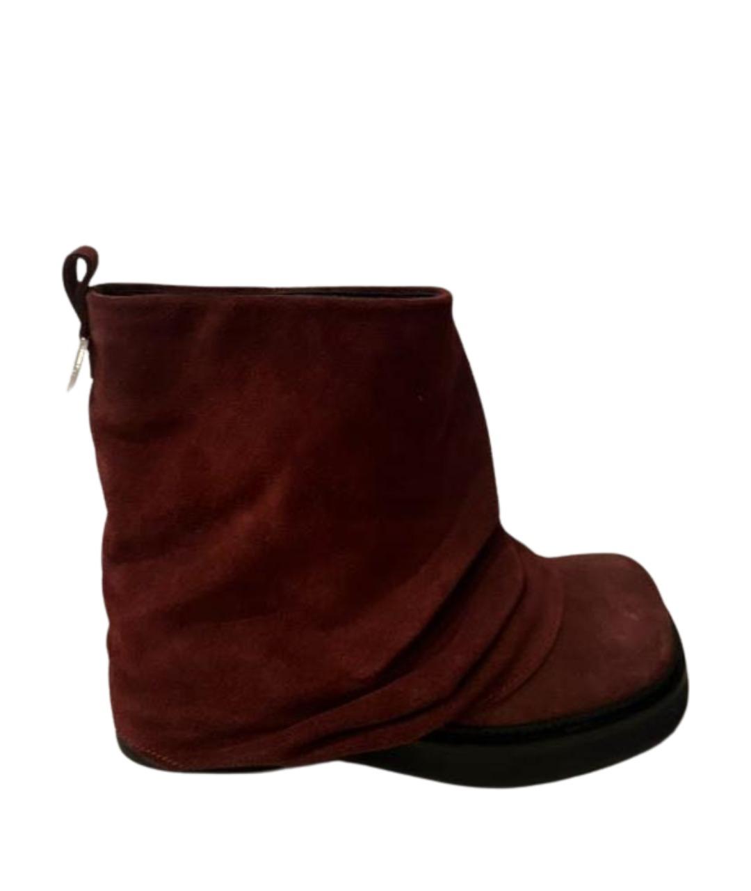 THE ATTICO Бордовые замшевые полусапоги, фото 1