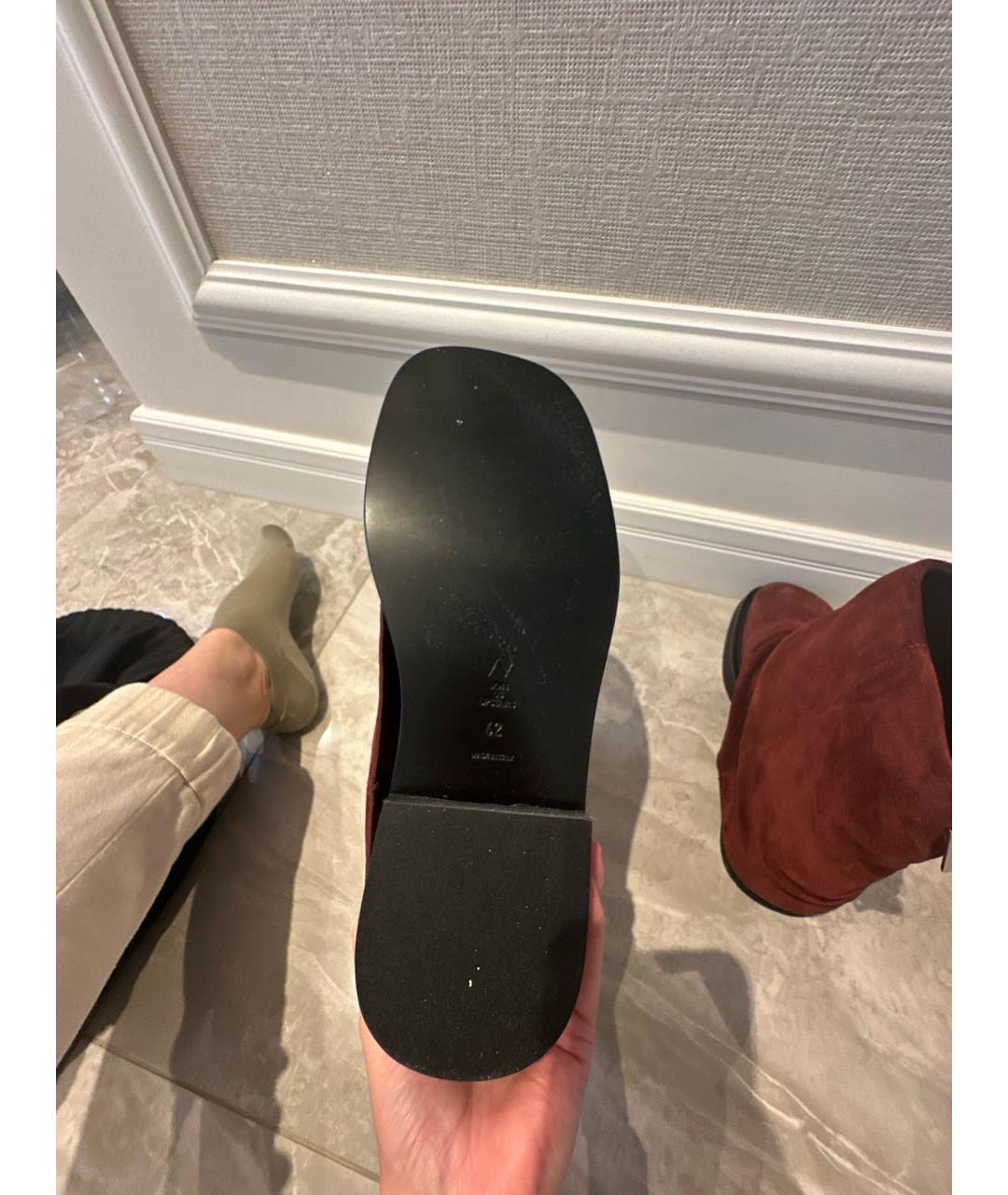 THE ATTICO Бордовые замшевые полусапоги, фото 5