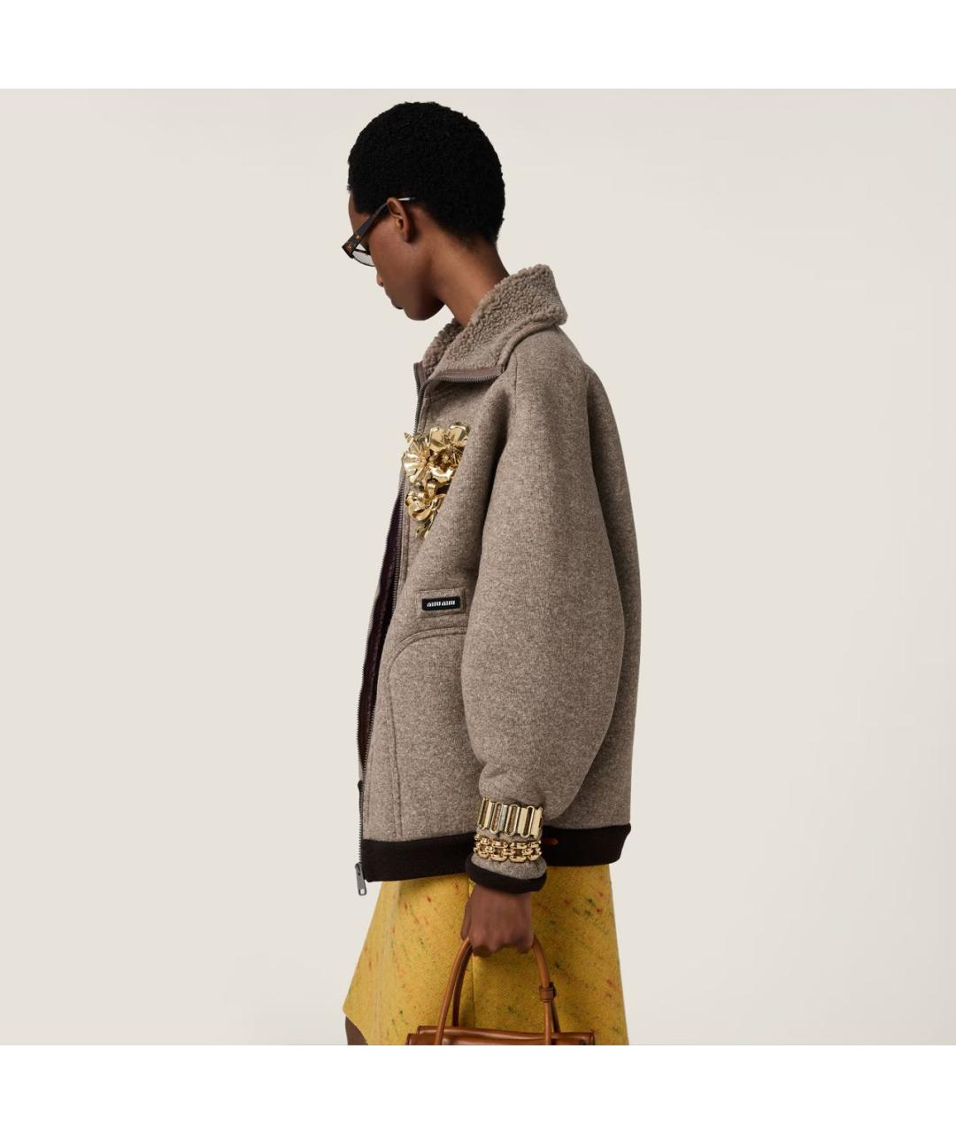 MIU MIU Бежевая шерстяная куртка, фото 2