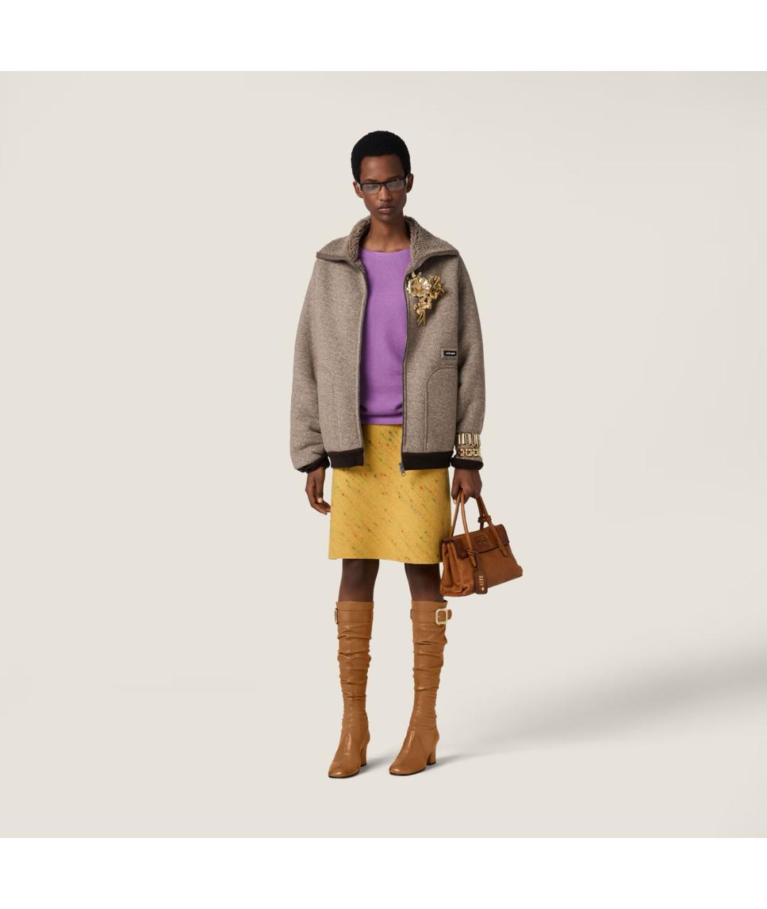 MIU MIU Бежевая шерстяная куртка, фото 3