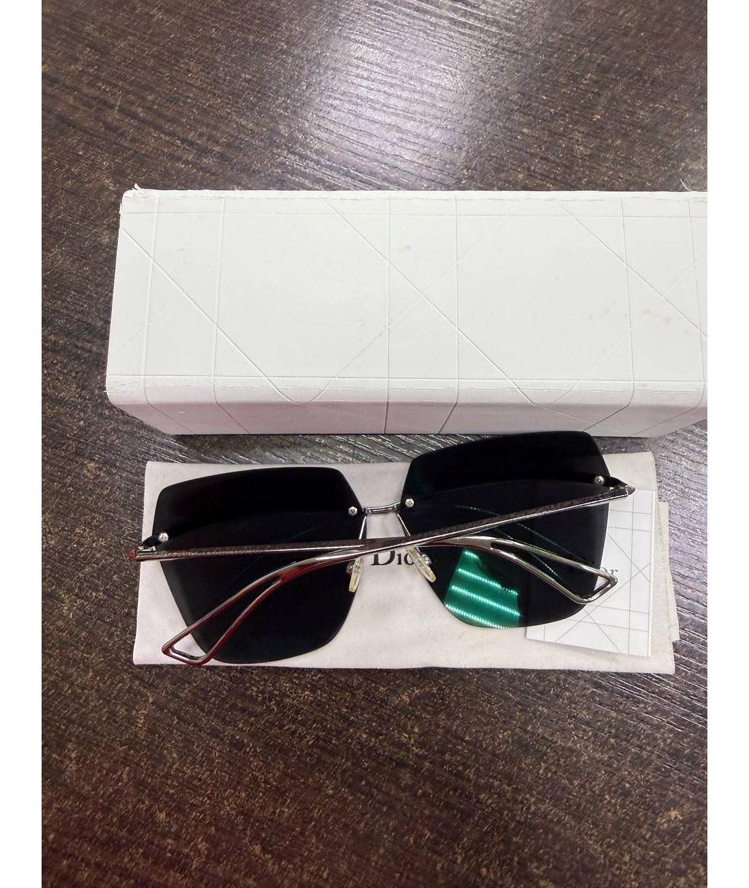 CHRISTIAN DIOR Серебряные металлические солнцезащитные очки, фото 3