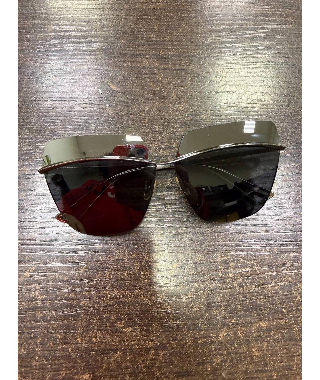 CHRISTIAN DIOR Серебряные металлические солнцезащитные очки, фото 2