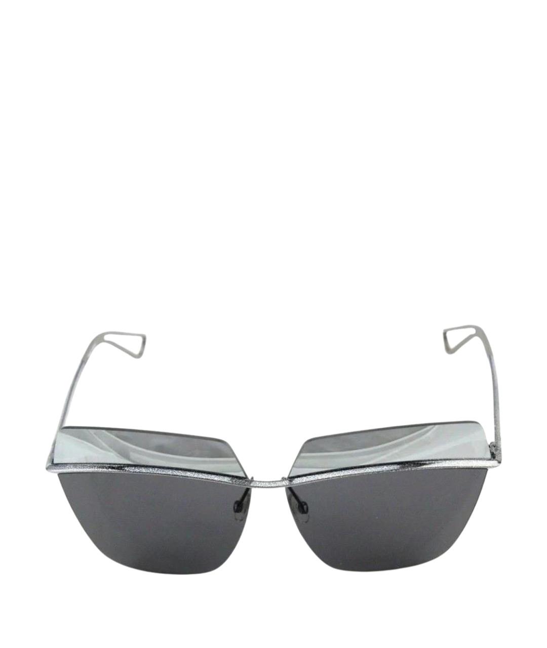 CHRISTIAN DIOR Серебряные металлические солнцезащитные очки, фото 1