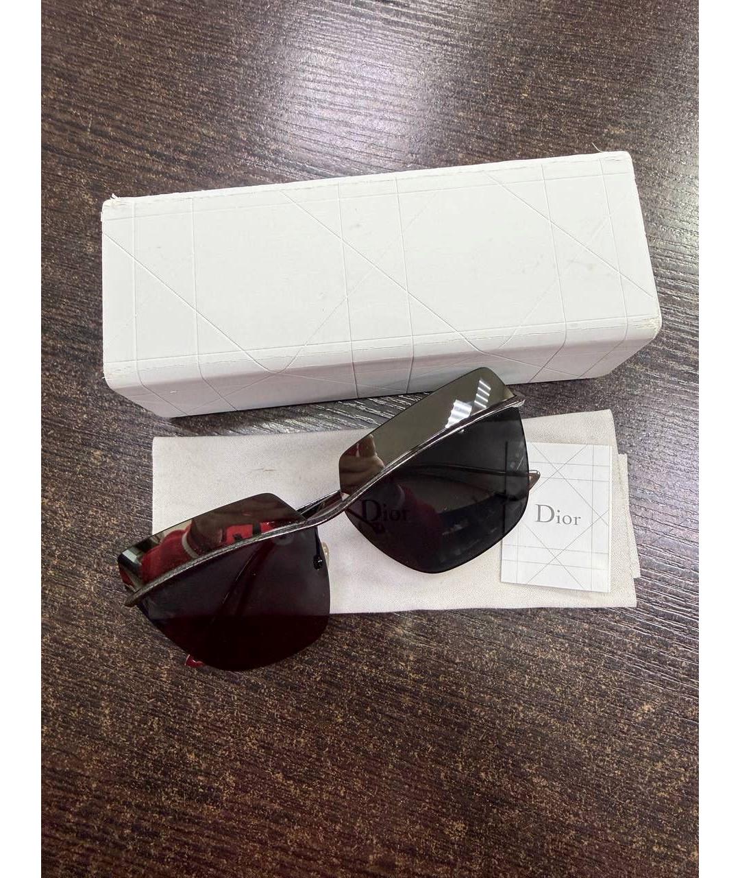 CHRISTIAN DIOR Серебряные металлические солнцезащитные очки, фото 4