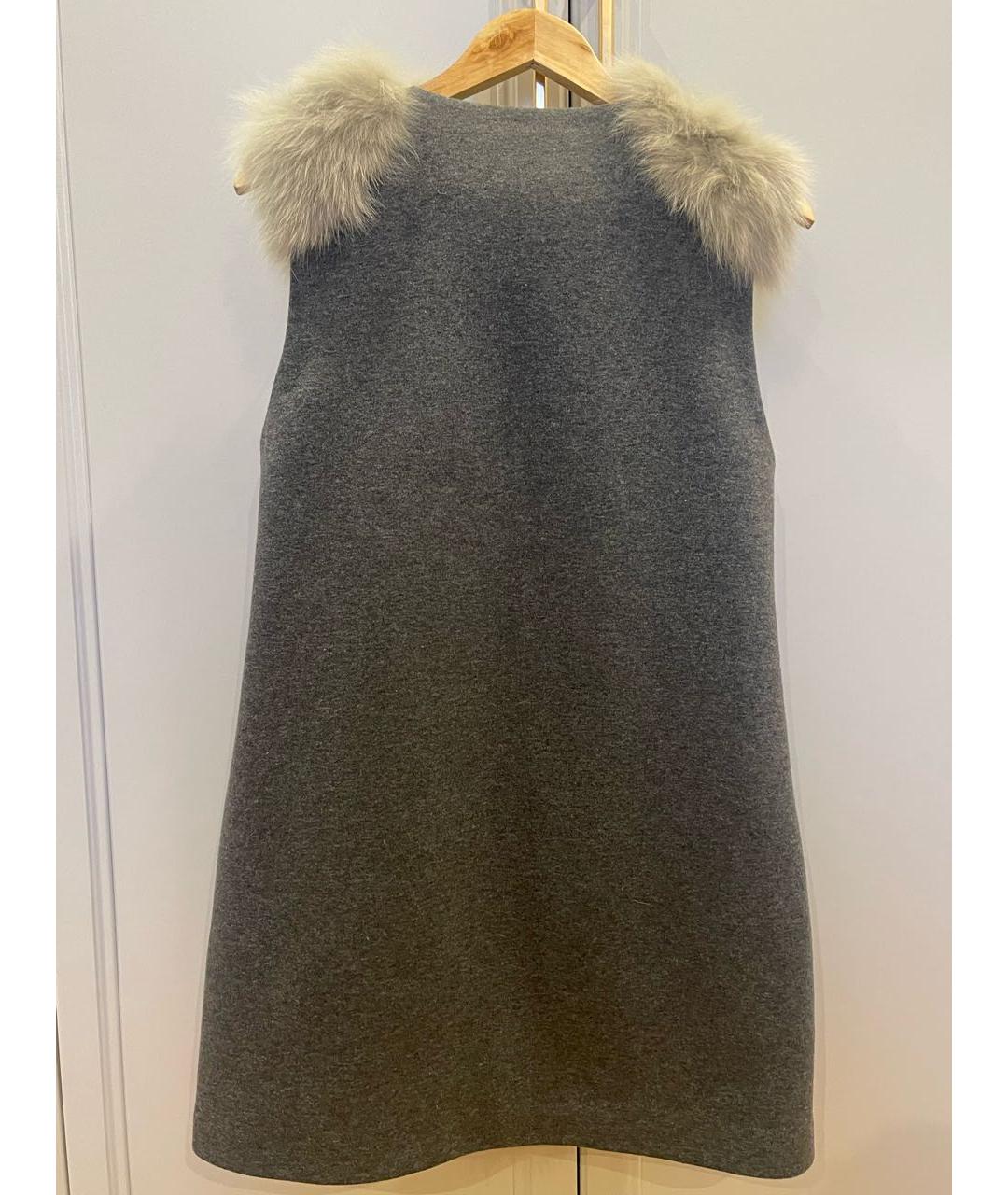 PINKO Серый меховой жилет, фото 2