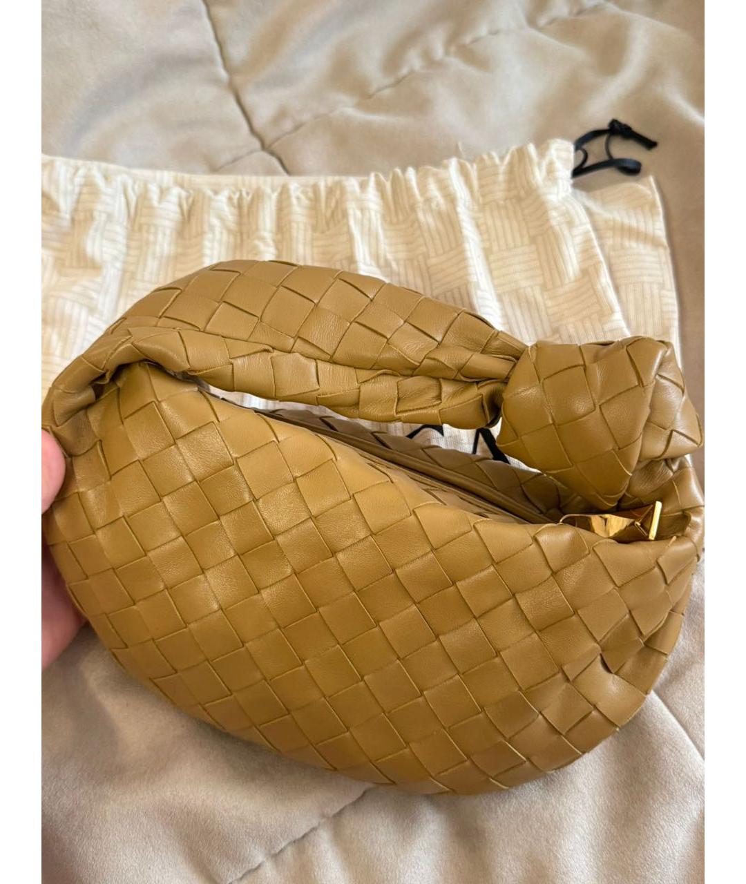 BOTTEGA VENETA Горчичная кожаная сумка с короткими ручками, фото 2