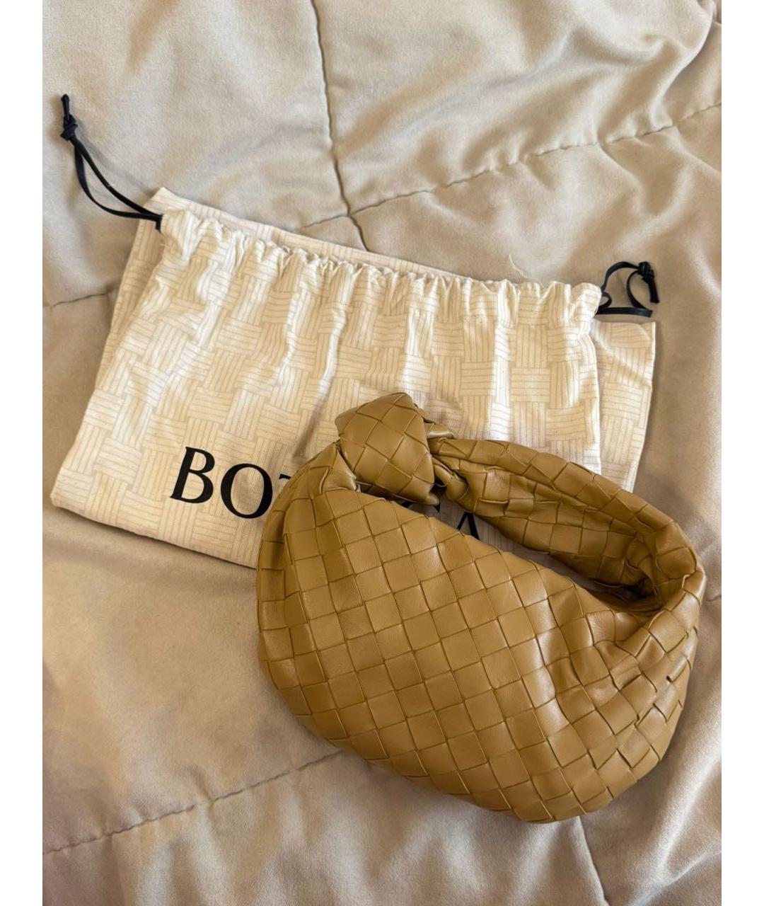 BOTTEGA VENETA Горчичная кожаная сумка с короткими ручками, фото 3