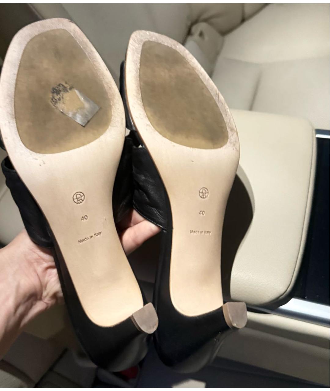 THE ROW Черные кожаные сабо, фото 5