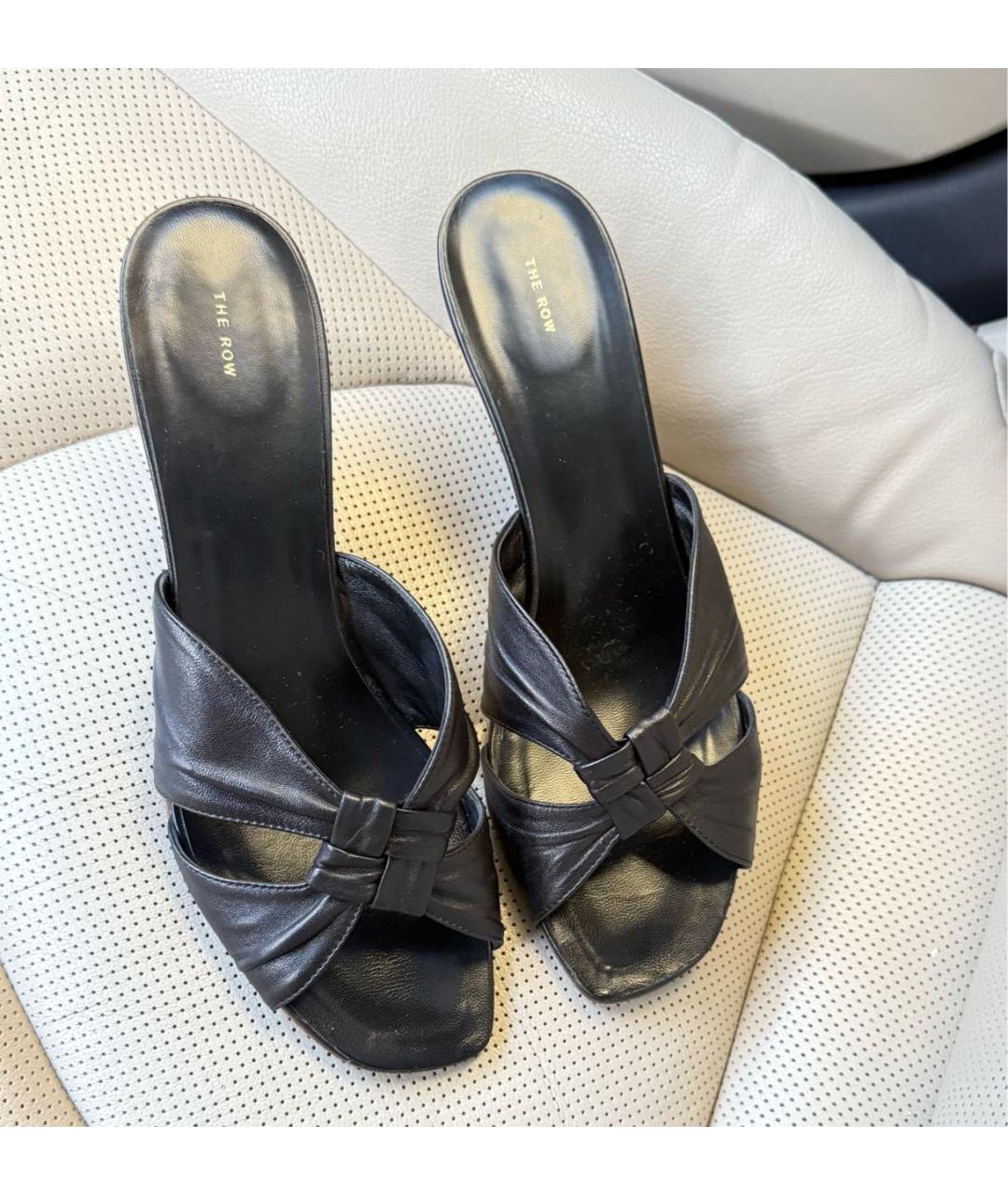 THE ROW Черные кожаные сабо, фото 4
