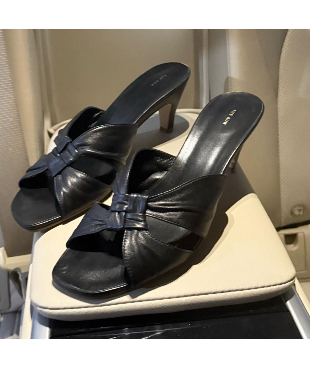 THE ROW Черные кожаные сабо, фото 2
