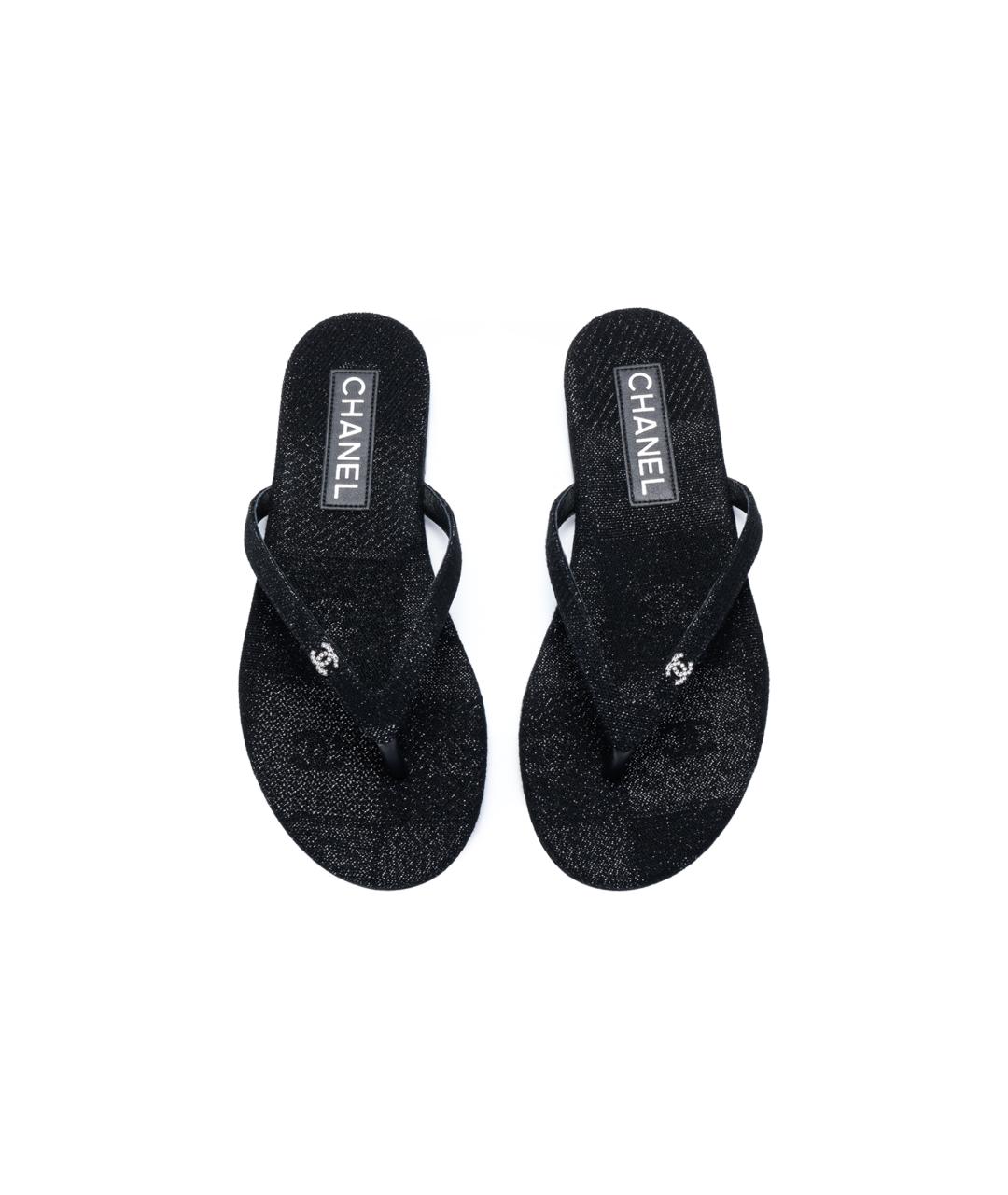CHANEL Черные шлепанцы, фото 3