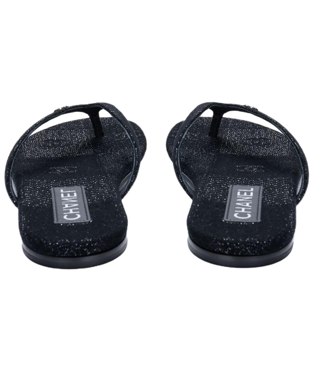 CHANEL Черные шлепанцы, фото 4