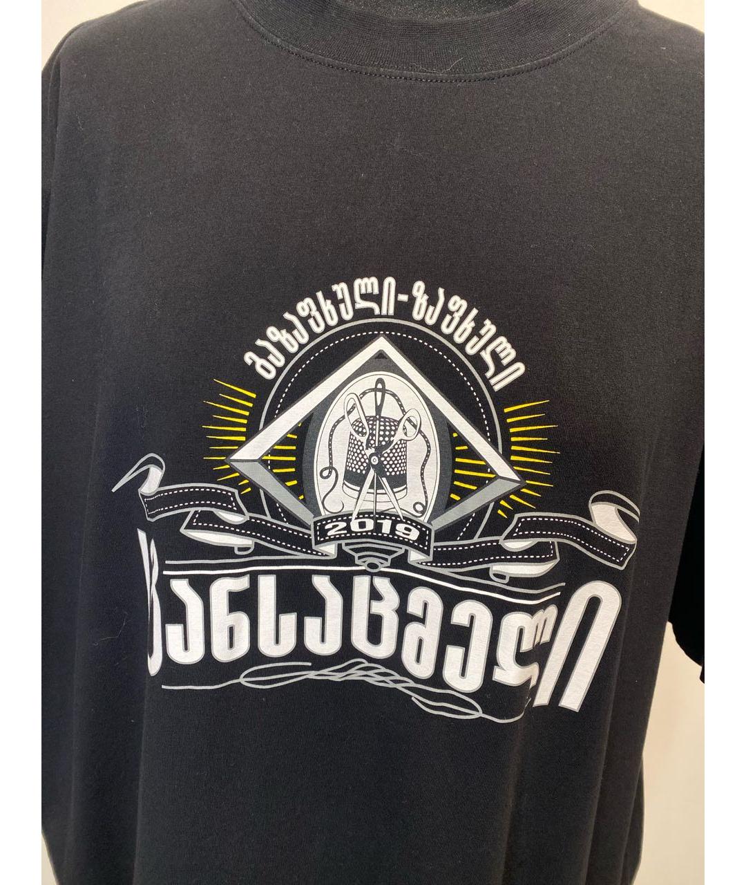 VETEMENTS Черная хлопковая футболка, фото 4