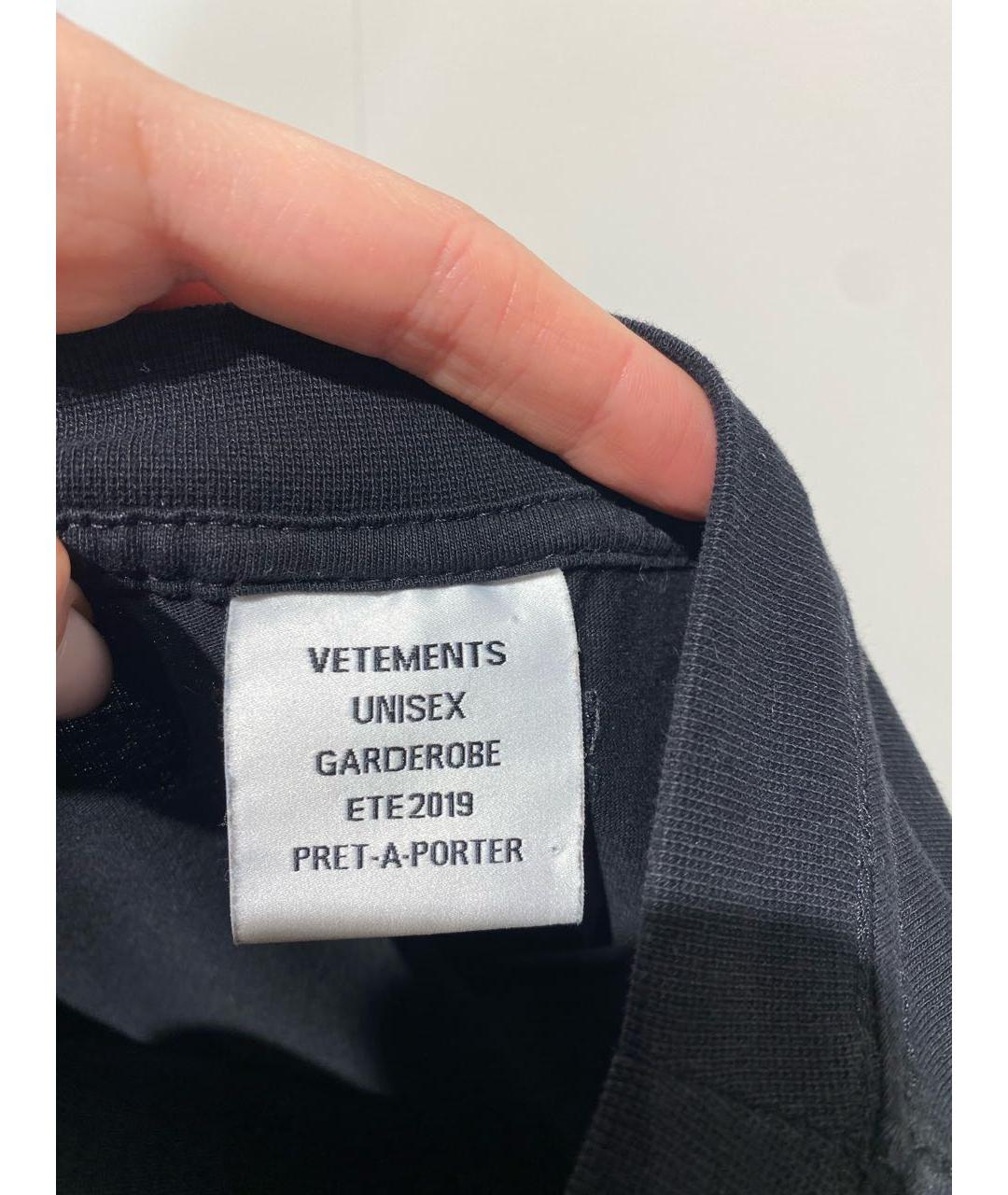 VETEMENTS Черная хлопковая футболка, фото 5