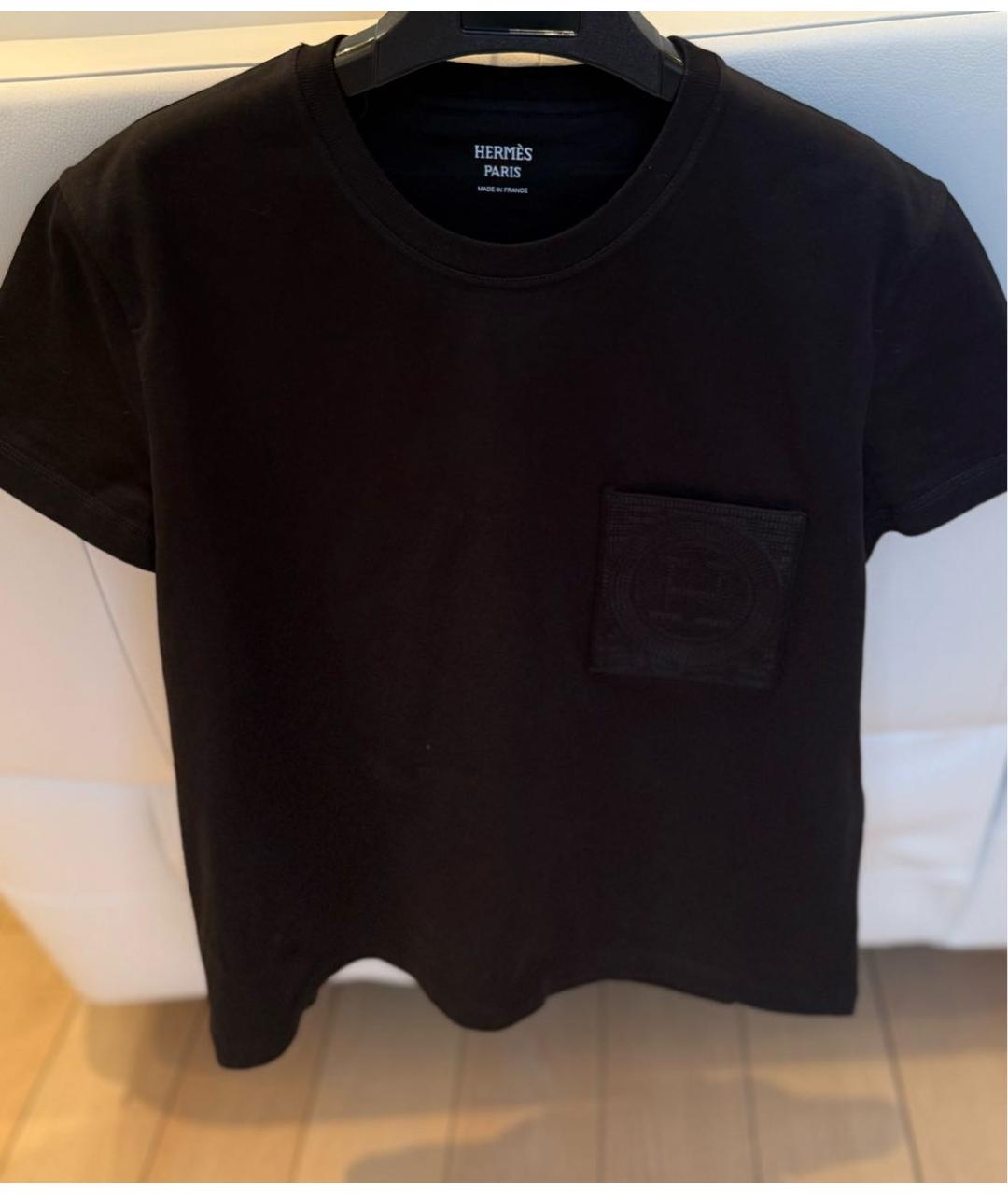 HERMES Черная хлопковая футболка, фото 5