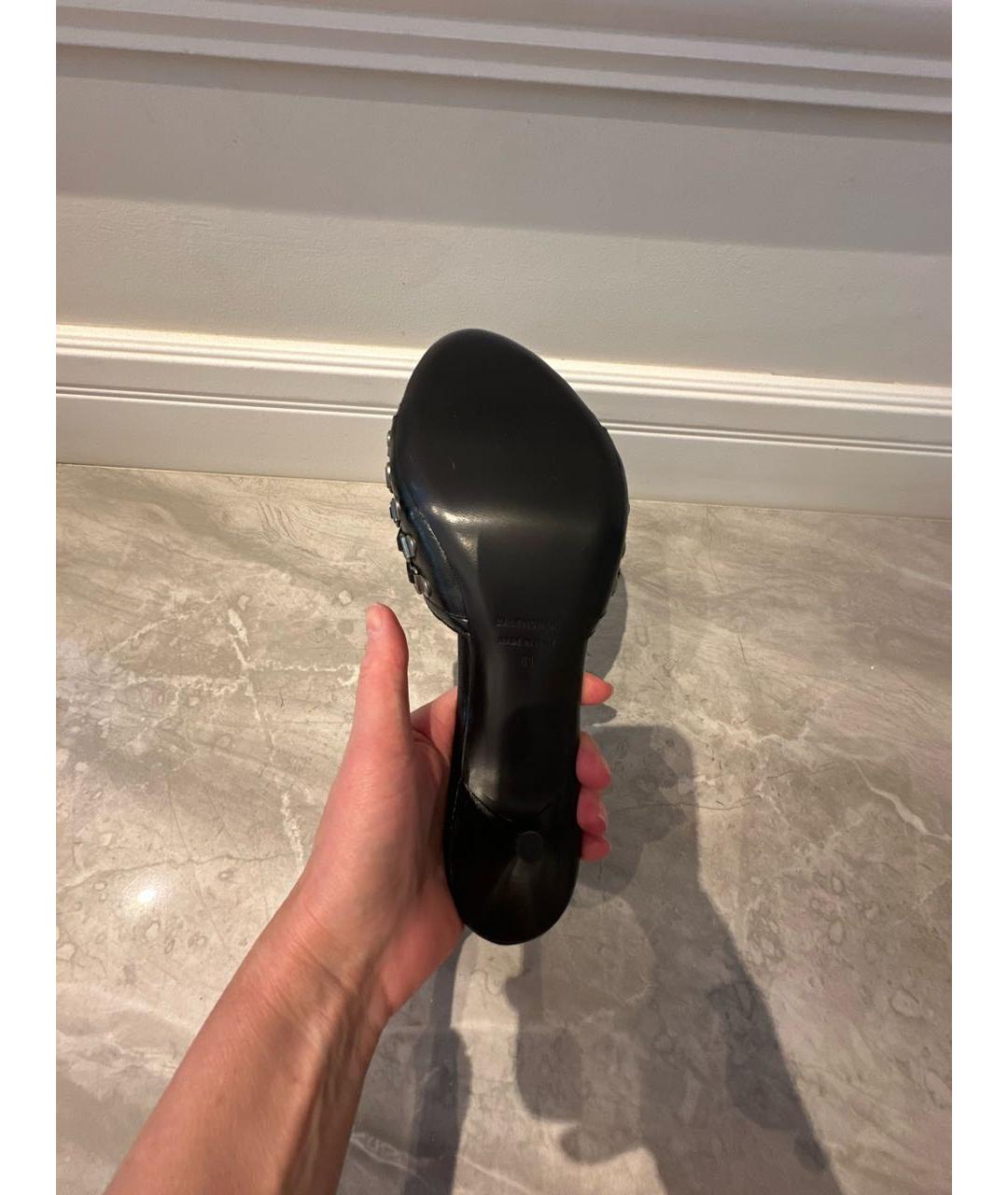 BALENCIAGA Черные кожаные мюли, фото 5