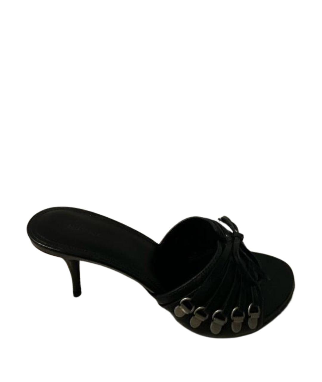 BALENCIAGA Черные кожаные мюли, фото 1