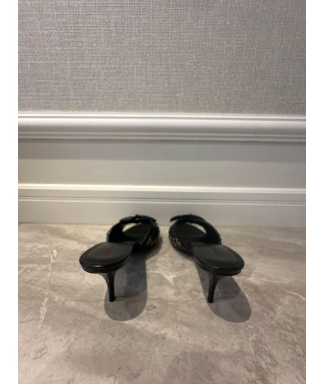 BALENCIAGA Черные кожаные мюли, фото 4