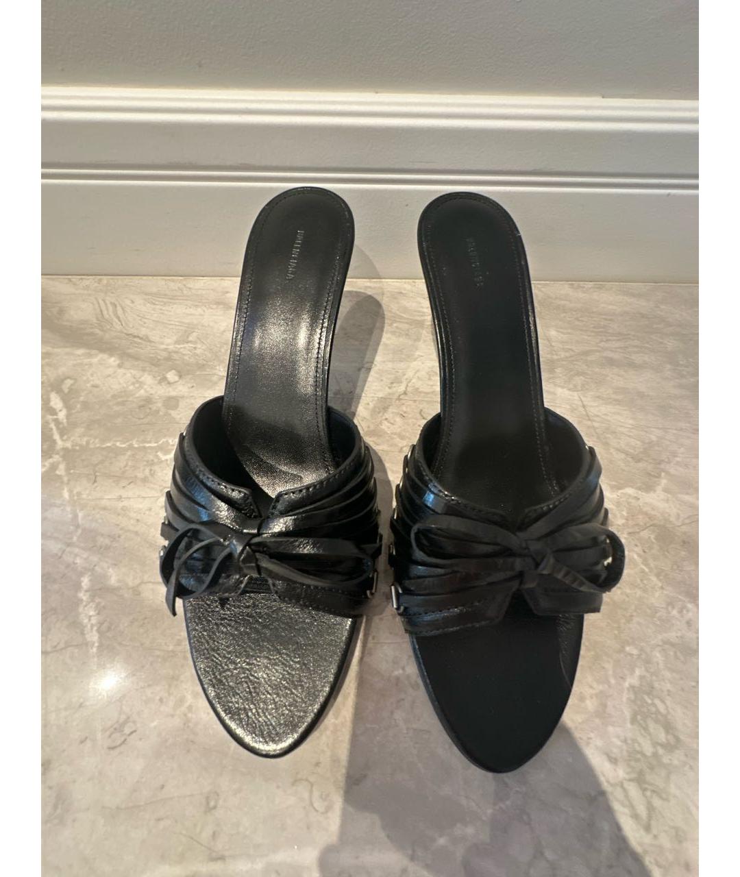 BALENCIAGA Черные кожаные мюли, фото 6