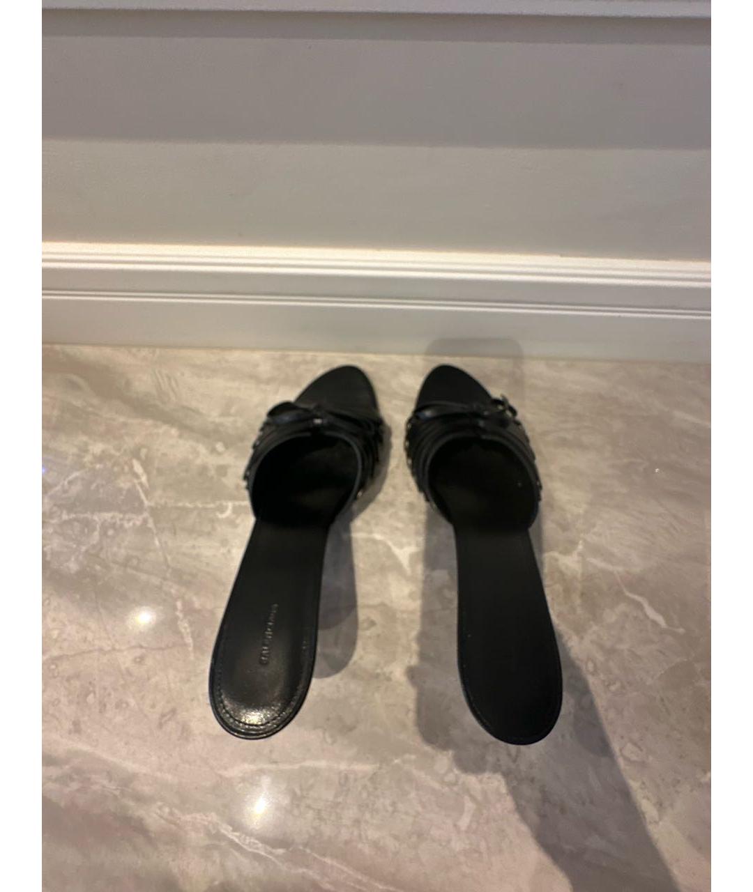 BALENCIAGA Черные кожаные мюли, фото 3