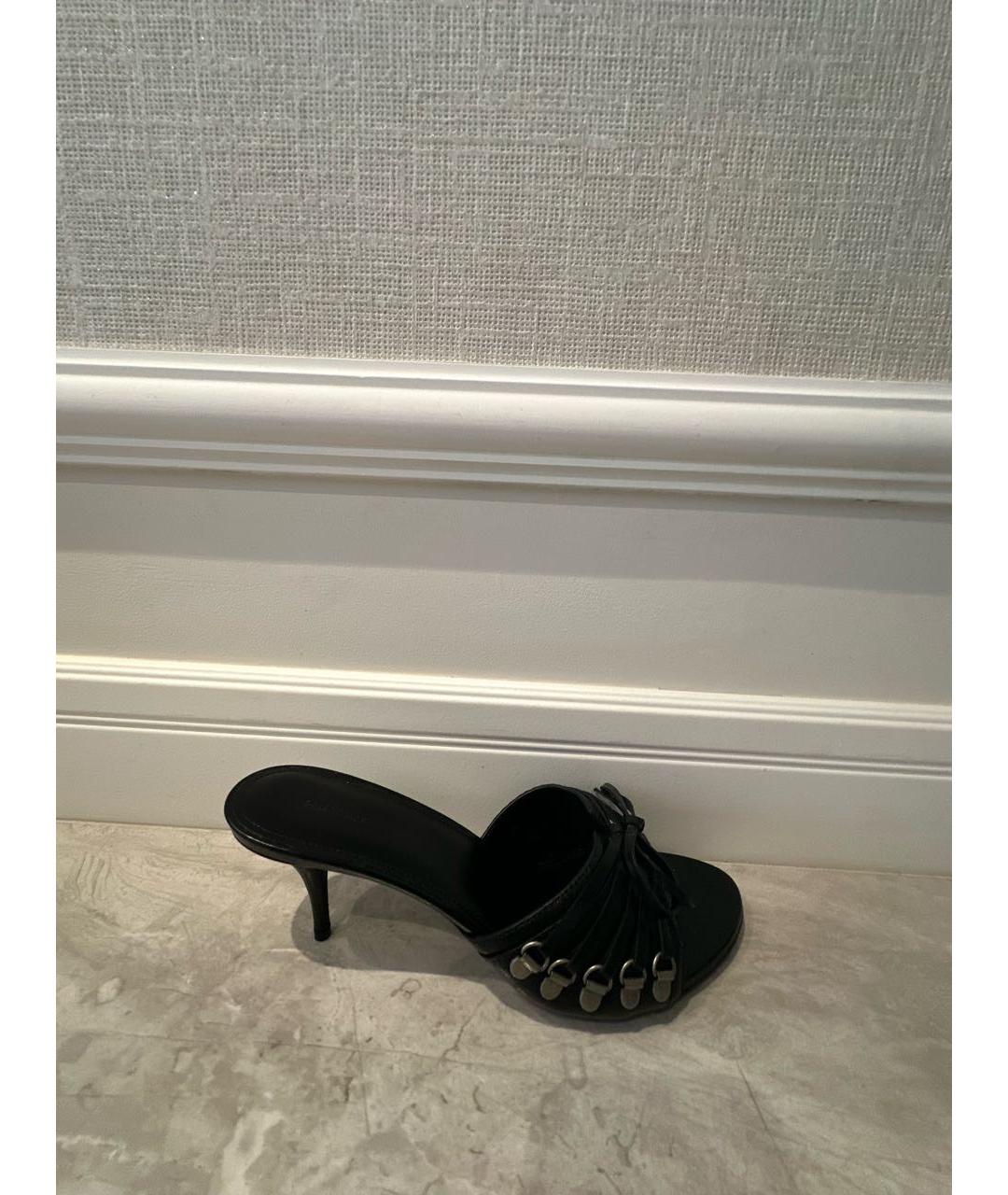 BALENCIAGA Черные кожаные мюли, фото 8