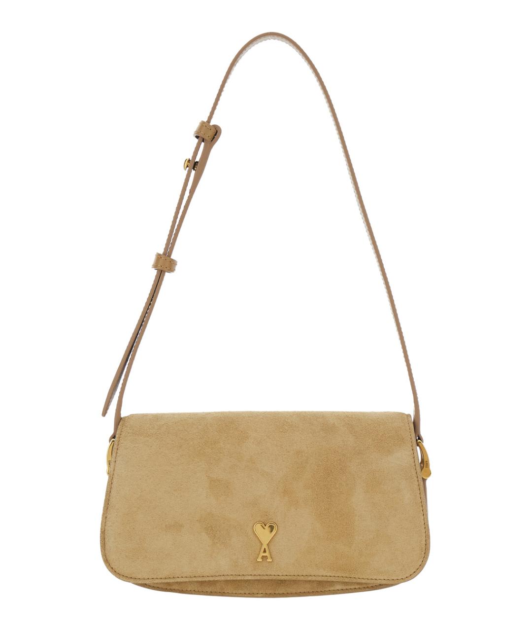 Ami Paris Бежевая кожаная сумка через плечо, фото 1