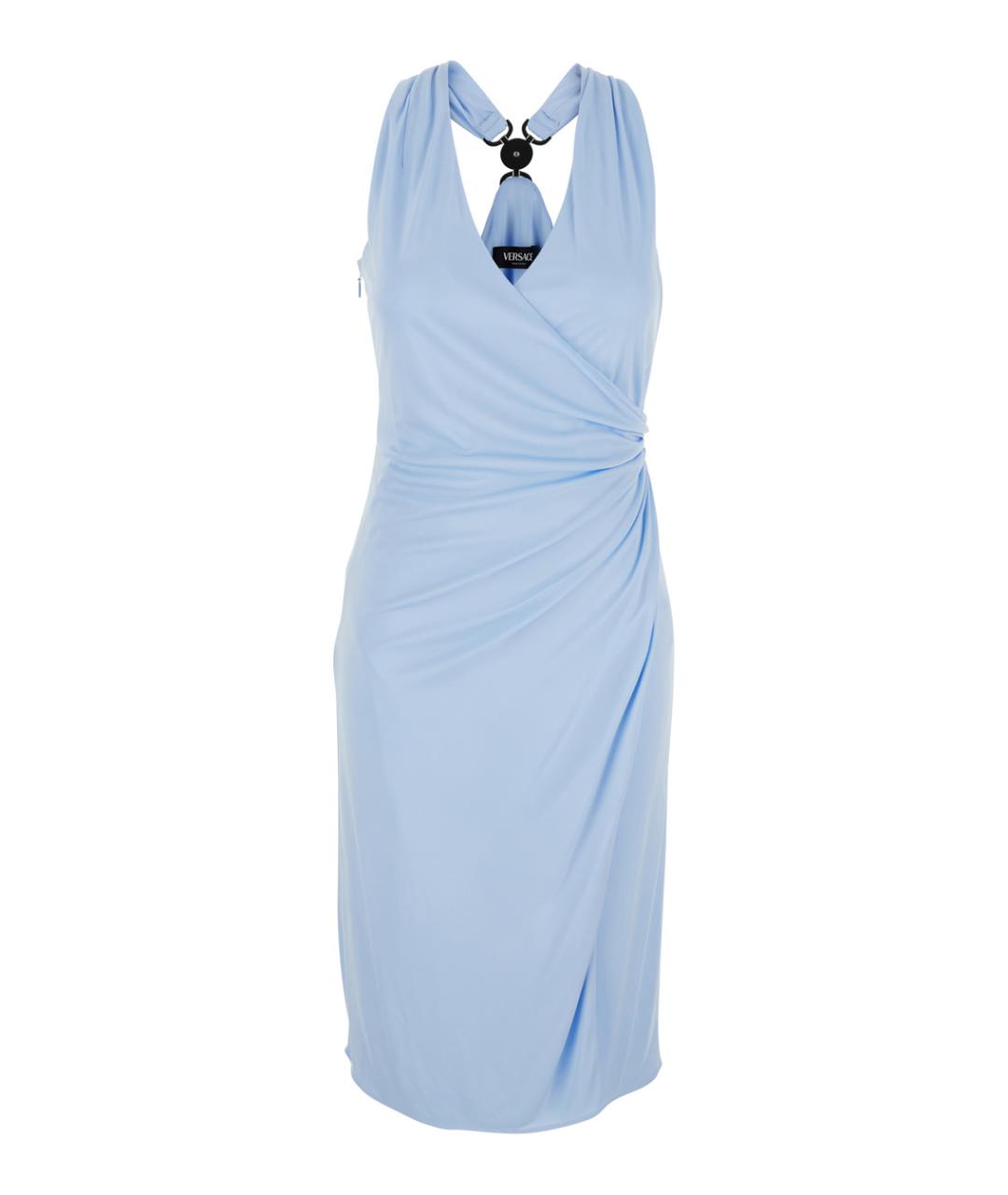 VERSACE Голубое вискозное повседневное платье, фото 1
