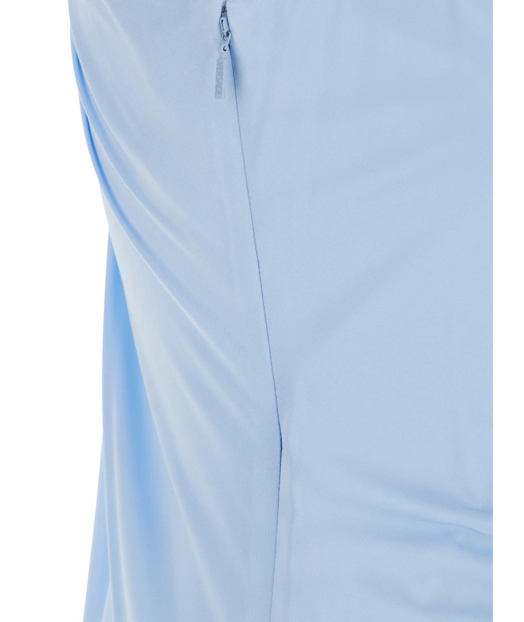 VERSACE Голубое вискозное повседневное платье, фото 3