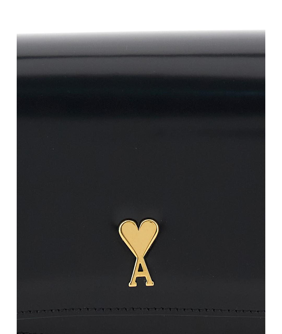 Ami Paris Черная кожаная сумка через плечо, фото 3