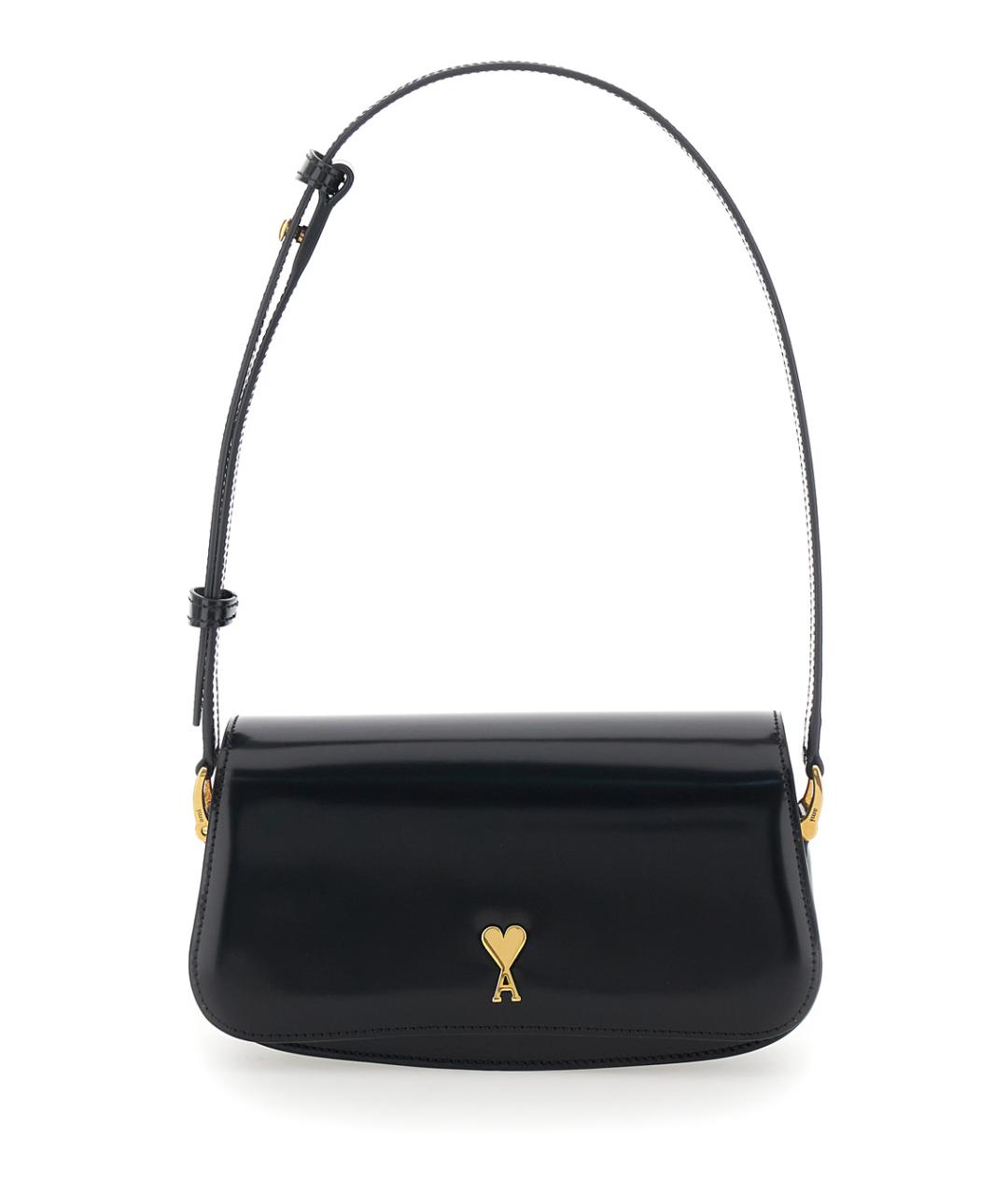 Ami Paris Черная кожаная сумка через плечо, фото 1