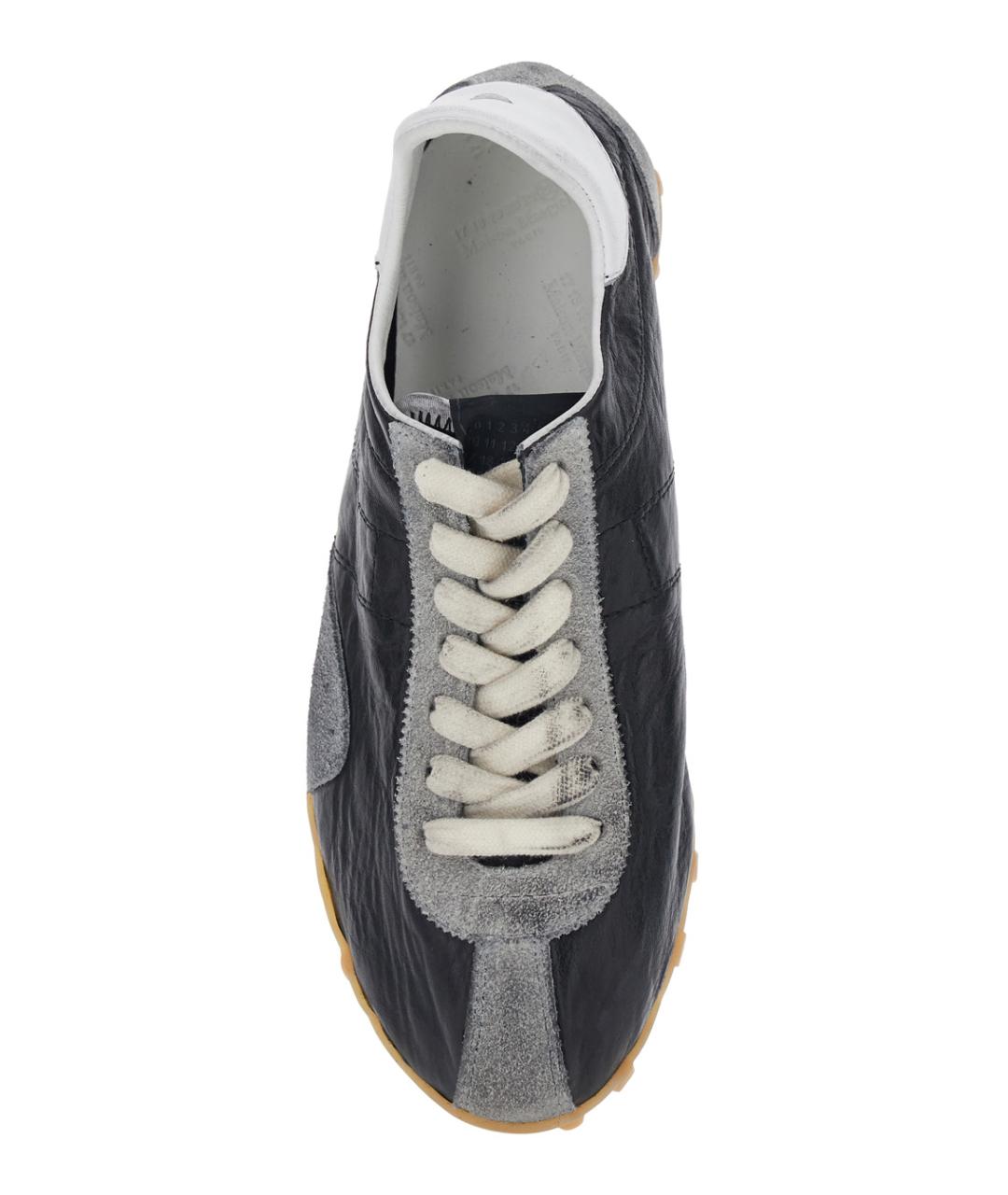 MAISON MARGIELA Черные кожаные кеды, фото 4