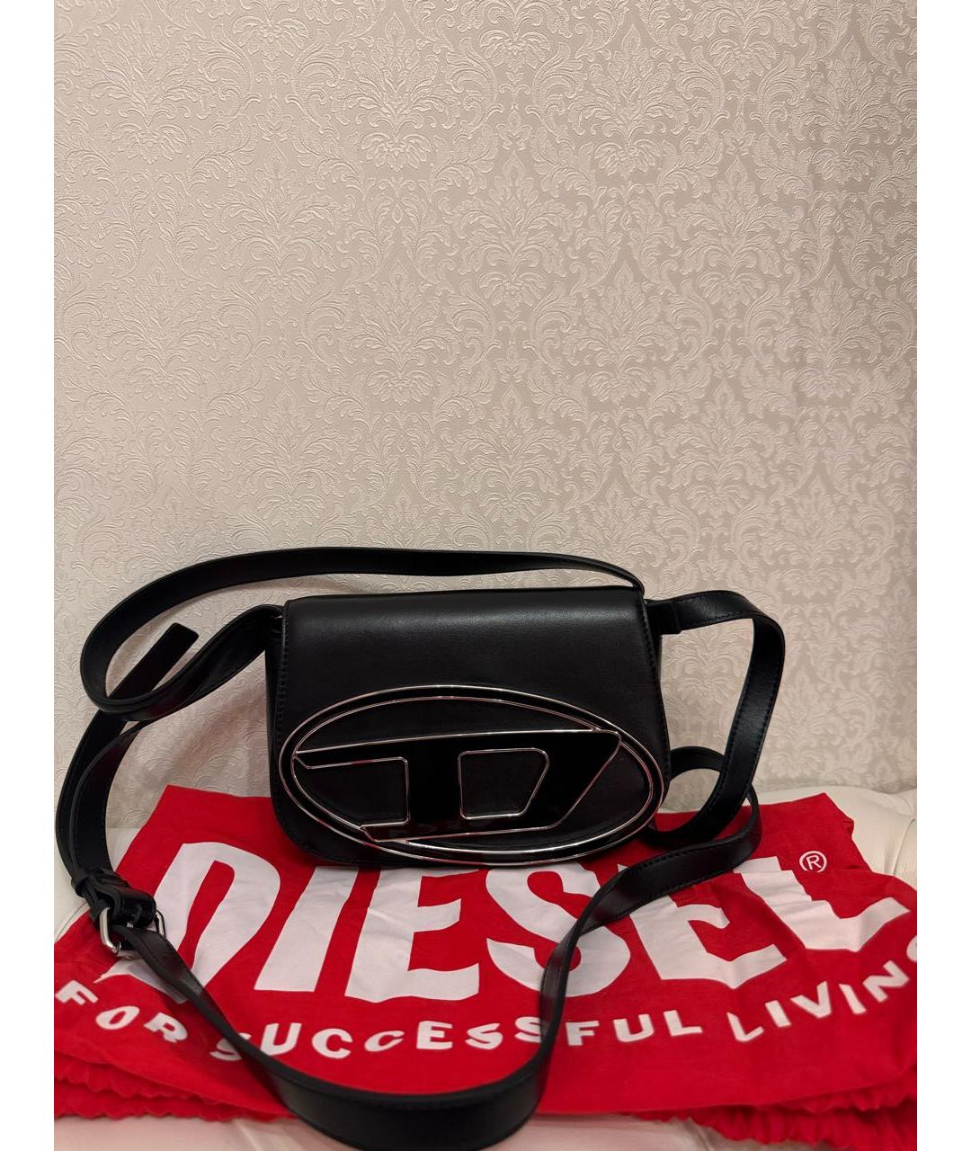 DIESEL Черная кожаная сумка через плечо, фото 6