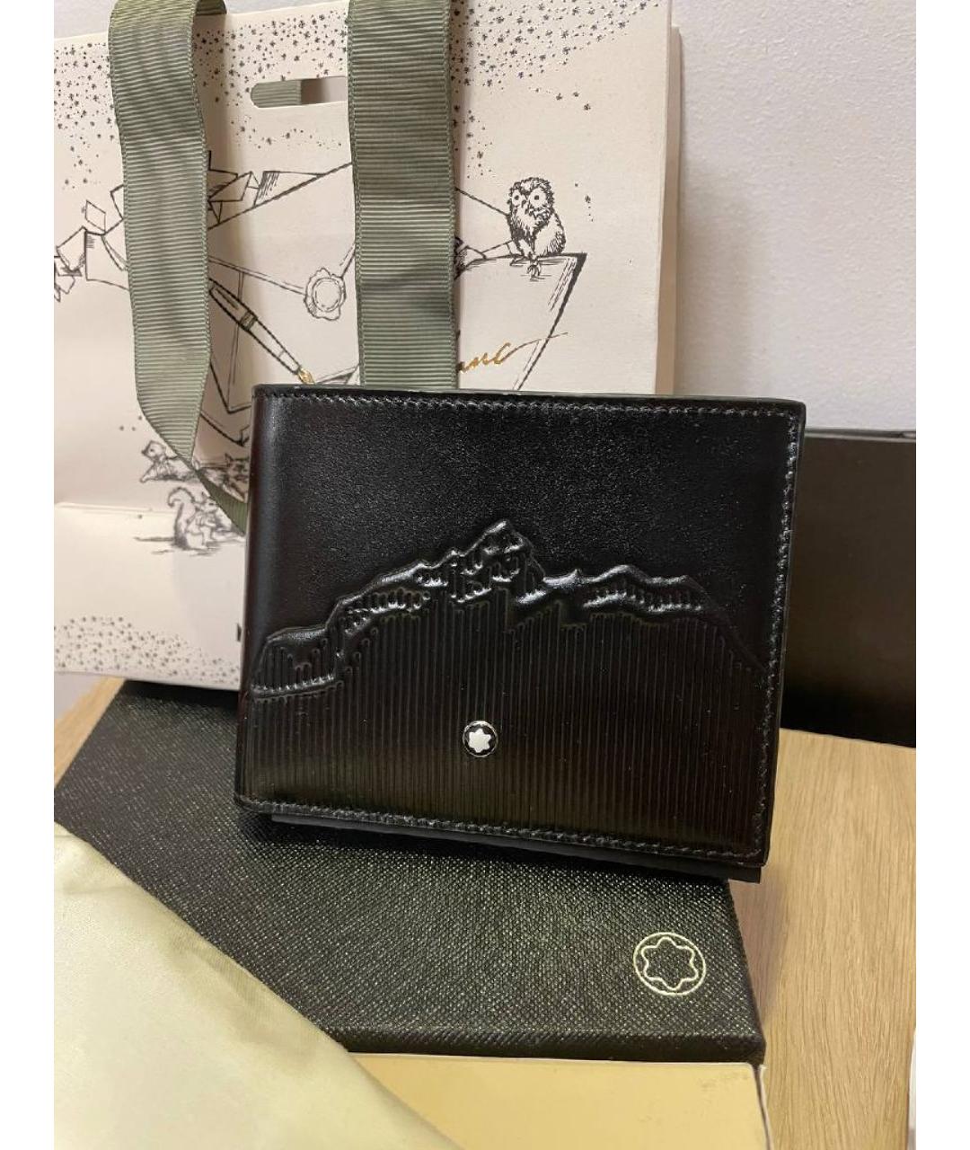 MONTBLANC Черный кожаный кошелек, фото 4