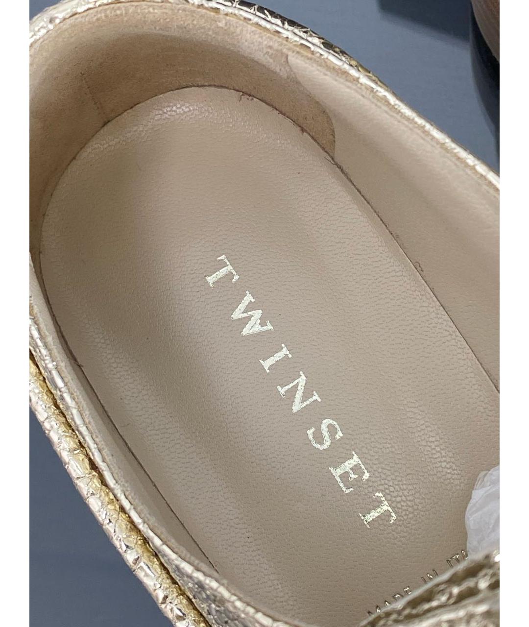 TWIN-SET Золотые кожаные брогги и оксфорды, фото 6